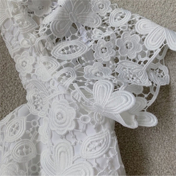 Self Portrait White Guipure Floral Lace Midi Dress - Picture 10 of 16